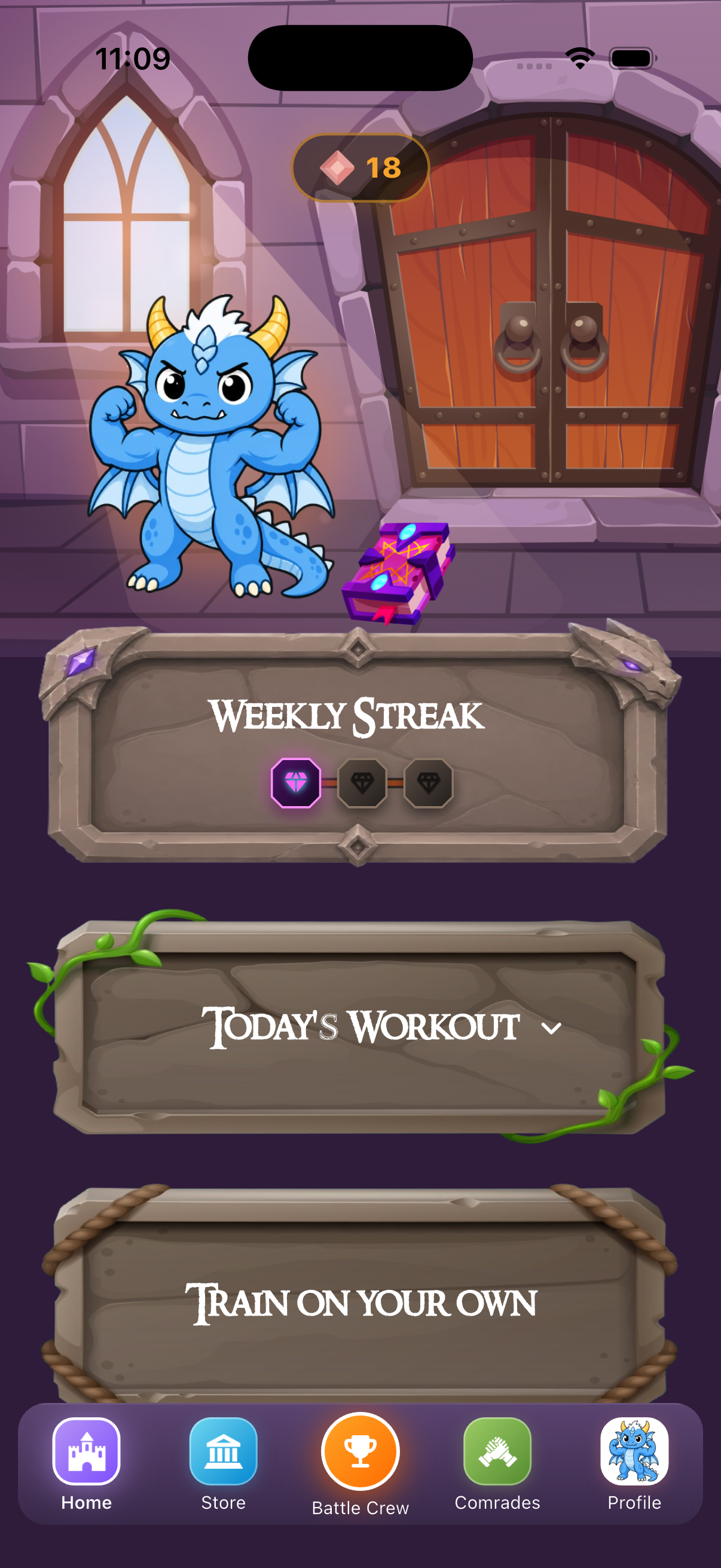 MythFit home screen
